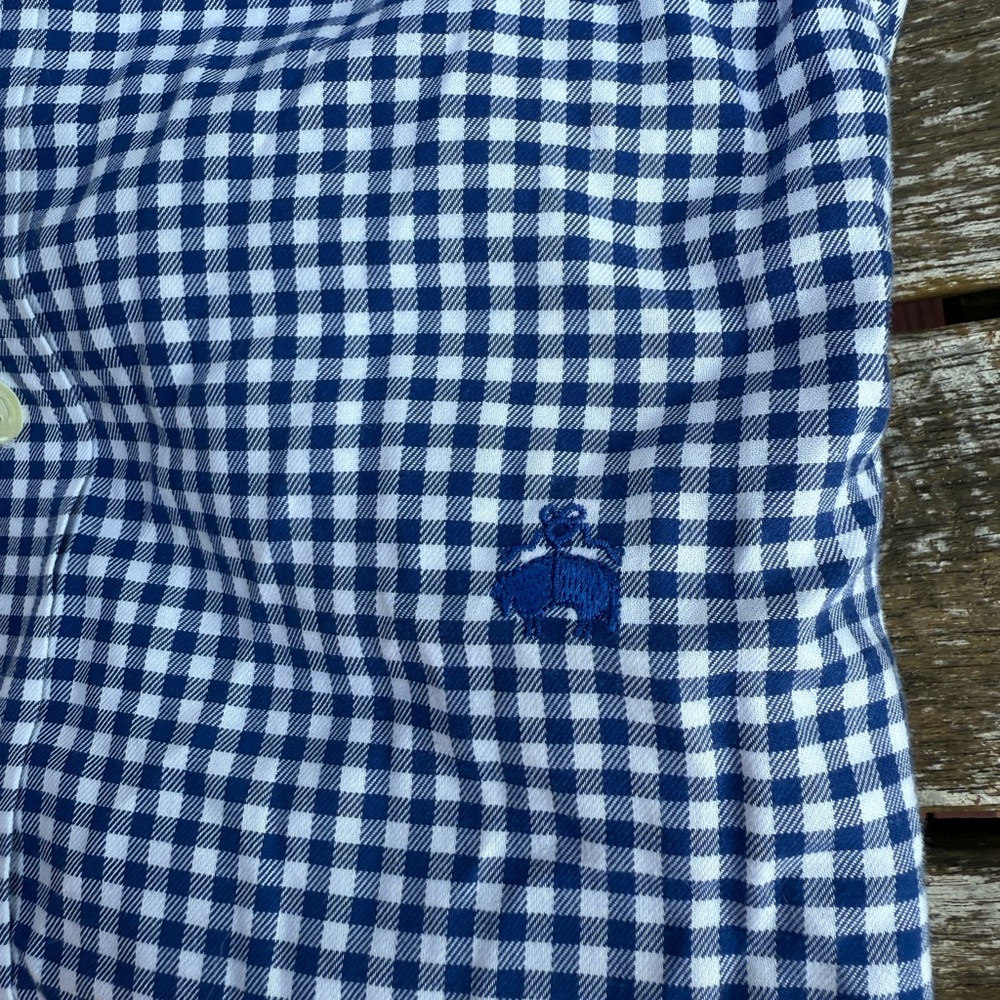 Brooks Brothers Navy Checkered Button Down Shirt - Picture 5 of 6